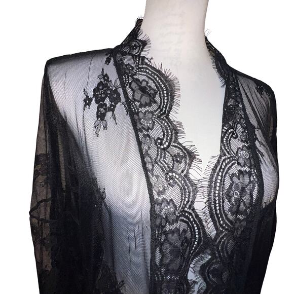 Women’s 3X lace, sheer, eyelash, kimono style loungewear witchy topper jacket - Picture 6 of 9